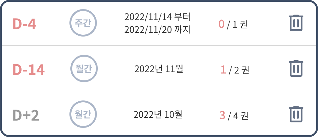 내 목표 관리 기능